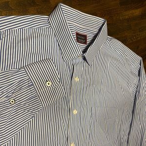 Untuckit Mens Shirt XXL Blue Striped  Long Sleeve Button Down Cotton Terzolo
